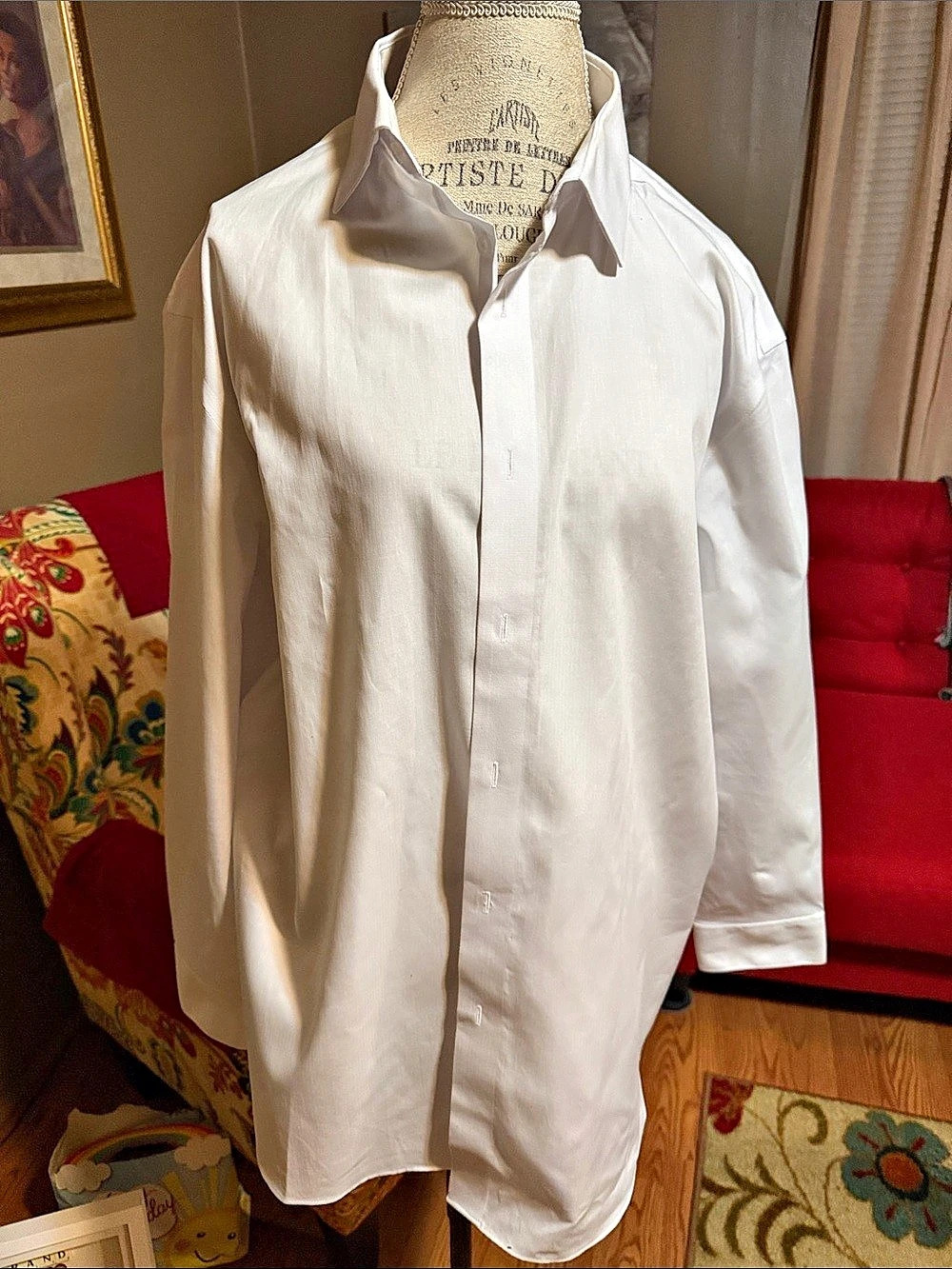 Calvin Klein Steel Regular Fit Herringbone Dress Shirt White XL